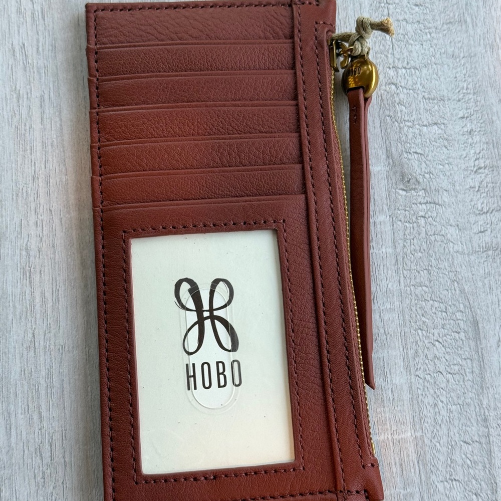 HOBO **NEW** Carte Card Case Pebbled Leather Rust NWT
